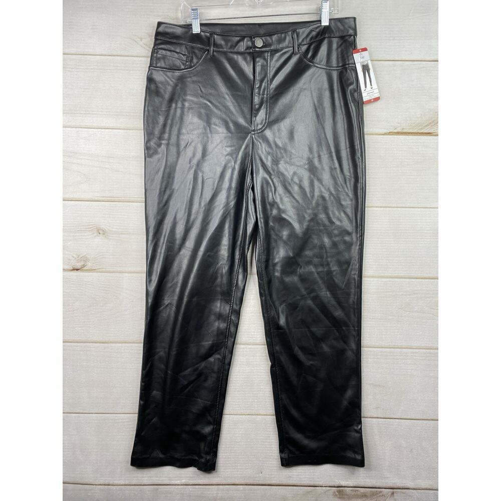 Joie Womens Pants Sz 14 Black Faux Vegan Leather Straight Leg Fleece Lined NWT